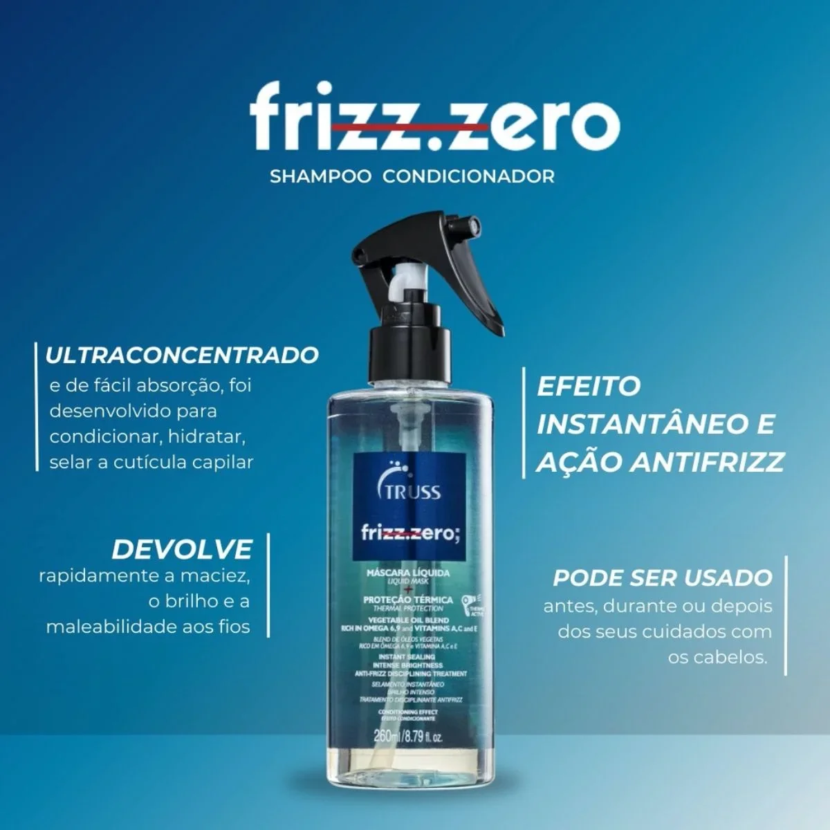 TRUSS Frizz Zero Máscara Líquida – 260 ml Mascarilla líquida multifuncional para eliminar el frizz, sellar la cutícula y proteger el cabello - Imagen 3