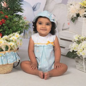 Vestido Niña de Margaritas en Verde Agua y Blanco – Belén Costales