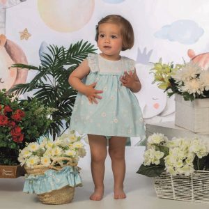 Vestido verde agua con estampado floral – Belén Costales