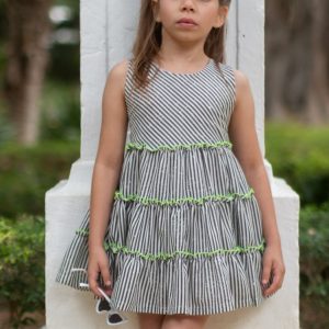 Vestido para Niña de Rayas con Volantes – Vera (25VV04)