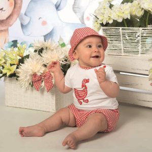 Conjunto bebé vichy rojo – Belén Costales
