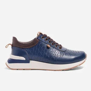 Deportivos en Cuero Azul Textura Rombos